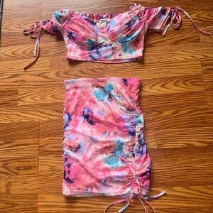 Privy Pink and Blue Tie-Dye Crop Top